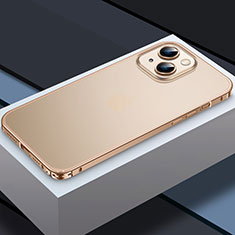 Luxury Metal Frame and Plastic Back Cover Case QC3 for Apple iPhone 14 Gold
