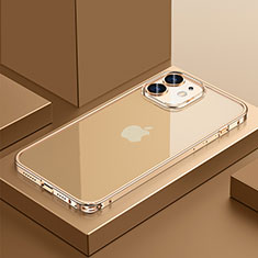 Luxury Metal Frame and Plastic Back Cover Case QC4 for Apple iPhone 12 Gold
