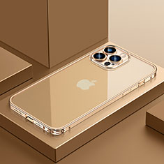 Luxury Metal Frame and Plastic Back Cover Case QC4 for Apple iPhone 12 Pro Max Gold