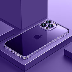 Luxury Metal Frame and Plastic Back Cover Case QC4 for Apple iPhone 12 Pro Max Purple
