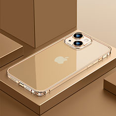 Luxury Metal Frame and Plastic Back Cover Case QC4 for Apple iPhone 13 Gold