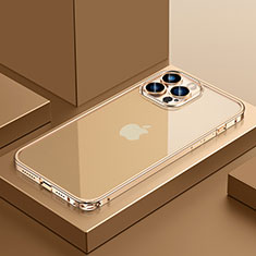 Luxury Metal Frame and Plastic Back Cover Case QC4 for Apple iPhone 14 Pro Max Gold