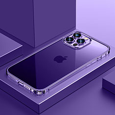 Luxury Metal Frame and Plastic Back Cover Case QC4 for Apple iPhone 14 Pro Purple