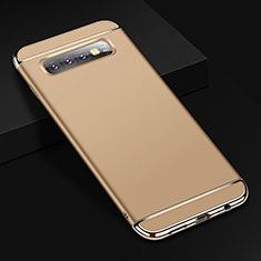 Luxury Metal Frame and Plastic Back Cover Case T01 for Samsung Galaxy S10 Plus Gold