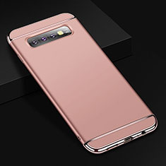 Luxury Metal Frame and Plastic Back Cover Case T01 for Samsung Galaxy S10 Plus Rose Gold
