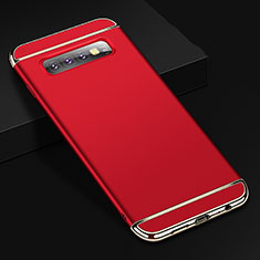 Luxury Metal Frame and Plastic Back Cover Case T01 for Samsung Galaxy S10 Red