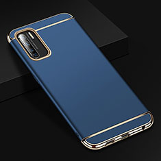 Luxury Metal Frame and Plastic Back Cover Case T02 for Oppo F15 Blue