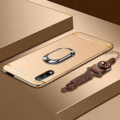 Luxury Metal Frame and Plastic Back Cover Case with Finger Ring Stand A01 for Huawei Honor 9X Gold