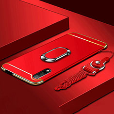 Luxury Metal Frame and Plastic Back Cover Case with Finger Ring Stand A01 for Huawei Honor 9X Red