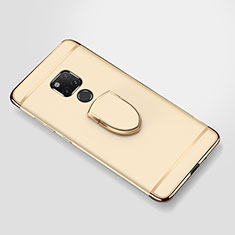 Luxury Metal Frame and Plastic Back Cover Case with Finger Ring Stand A01 for Huawei Mate 20 X 5G Gold