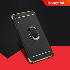 Luxury Metal Frame and Plastic Back Cover Case with Finger Ring Stand A01 for Huawei Y6 Prime (2019) Black
