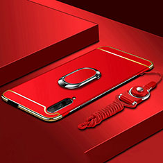 Luxury Metal Frame and Plastic Back Cover Case with Finger Ring Stand A01 for Huawei Y9s Red