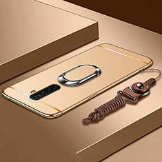 Luxury Metal Frame and Plastic Back Cover Case with Finger Ring Stand A01 for Oppo Reno Ace Gold