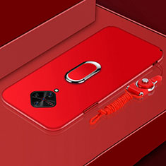 Luxury Metal Frame and Plastic Back Cover Case with Finger Ring Stand A01 for Vivo S1 Pro Red