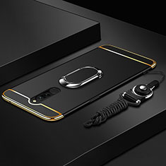 Luxury Metal Frame and Plastic Back Cover Case with Finger Ring Stand A01 for Xiaomi Redmi 8 Black