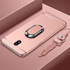 Luxury Metal Frame and Plastic Back Cover Case with Finger Ring Stand A01 for Xiaomi Redmi 8A Rose Gold
