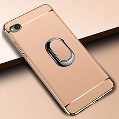Luxury Metal Frame and Plastic Back Cover Case with Finger Ring Stand A01 for Xiaomi Redmi Go Gold