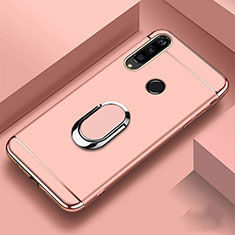 Luxury Metal Frame and Plastic Back Cover Case with Finger Ring Stand T01 for Huawei Honor 20 Lite Rose Gold