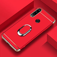 Luxury Metal Frame and Plastic Back Cover Case with Finger Ring Stand T01 for Huawei Honor 20i Red