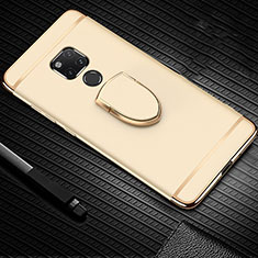 Luxury Metal Frame and Plastic Back Cover Case with Finger Ring Stand T01 for Huawei Mate 20 X 5G Gold