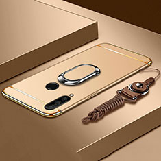 Luxury Metal Frame and Plastic Back Cover Case with Finger Ring Stand T01 for Huawei Nova 4e Gold