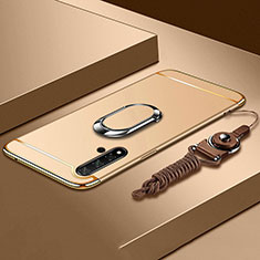 Luxury Metal Frame and Plastic Back Cover Case with Finger Ring Stand T01 for Huawei Nova 5 Gold