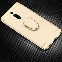 Luxury Metal Frame and Plastic Back Cover Case with Finger Ring Stand T01 for Xiaomi Mi 9T Pro Gold