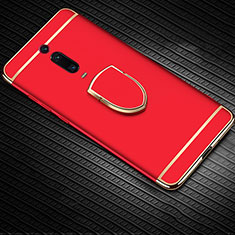 Luxury Metal Frame and Plastic Back Cover Case with Finger Ring Stand T01 for Xiaomi Redmi K20 Pro Red
