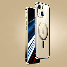 Luxury Metal Frame and Plastic Back Cover Case with Mag-Safe Magnetic JB1 for Apple iPhone 14 Gold