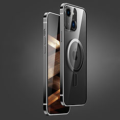 Luxury Metal Frame and Plastic Back Cover Case with Mag-Safe Magnetic JB1 for Apple iPhone 15 Black