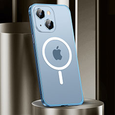 Luxury Metal Frame and Plastic Back Cover Case with Mag-Safe Magnetic JL2 for Apple iPhone 13 Blue