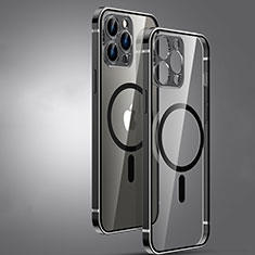 Luxury Metal Frame and Plastic Back Cover Case with Mag-Safe Magnetic JL3 for Apple iPhone 13 Pro Black