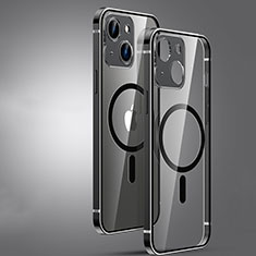 Luxury Metal Frame and Plastic Back Cover Case with Mag-Safe Magnetic JL3 for Apple iPhone 14 Plus Black