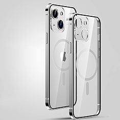 Luxury Metal Frame and Plastic Back Cover Case with Mag-Safe Magnetic JL3 for Apple iPhone 14 Silver