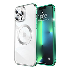 Luxury Metal Frame and Plastic Back Cover Case with Mag-Safe Magnetic LF5 for Apple iPhone 13 Pro Green