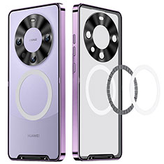 Luxury Metal Frame and Plastic Back Cover Case with Mag-Safe Magnetic LK1 for Huawei Mate 60 Pro+ Plus Purple