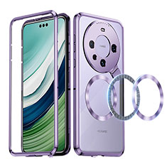 Luxury Metal Frame and Plastic Back Cover Case with Mag-Safe Magnetic LK2 for Huawei Mate 60 Pro+ Plus Purple