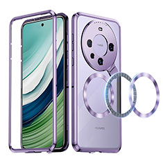 Luxury Metal Frame and Plastic Back Cover Case with Mag-Safe Magnetic LK2 for Huawei Mate 60 Purple