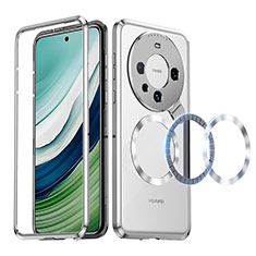 Luxury Metal Frame and Plastic Back Cover Case with Mag-Safe Magnetic LK2 for Huawei Mate 60 Silver