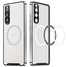 Luxury Metal Frame and Plastic Back Cover Case with Mag-Safe Magnetic LK2 for Sony Xperia 10 V Silver