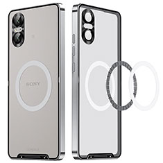 Luxury Metal Frame and Plastic Back Cover Case with Mag-Safe Magnetic LK2 for Sony Xperia 5 V Silver