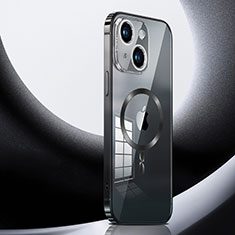 Luxury Metal Frame and Plastic Back Cover Case with Mag-Safe Magnetic LK3 for Apple iPhone 15 Black