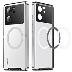 Luxury Metal Frame and Plastic Back Cover Case with Mag-Safe Magnetic LK3 for Xiaomi Mi 13T Pro 5G Silver