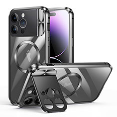 Luxury Metal Frame and Plastic Back Cover Case with Mag-Safe Magnetic LK4 for Apple iPhone 14 Pro Black