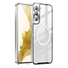 Luxury Metal Frame and Plastic Back Cover Case with Mag-Safe Magnetic P01 for Samsung Galaxy S21 Plus 5G Silver
