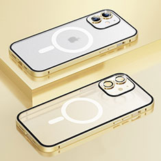 Luxury Metal Frame and Plastic Back Cover Case with Mag-Safe Magnetic QC1 for Apple iPhone 12 Gold