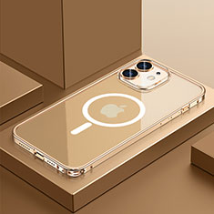 Luxury Metal Frame and Plastic Back Cover Case with Mag-Safe Magnetic QC3 for Apple iPhone 12 Gold