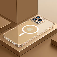 Luxury Metal Frame and Plastic Back Cover Case with Mag-Safe Magnetic QC3 for Apple iPhone 12 Pro Gold