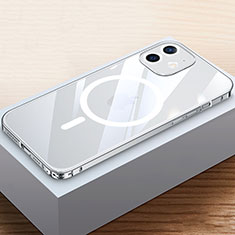 Luxury Metal Frame and Plastic Back Cover Case with Mag-Safe Magnetic QC4 for Apple iPhone 12 Mini Silver