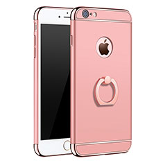 Luxury Metal Frame and Plastic Back Cover with Finger Ring Stand A01 for Apple iPhone 6S Rose Gold